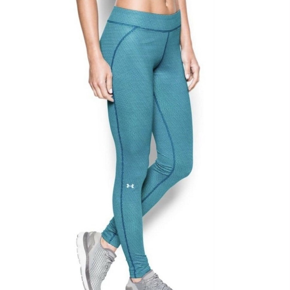 Under Armour Women S Blue Printed Athletic Coldgear Infrared EVO Fitted Leggings